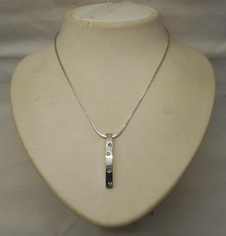 Zilveren ketting met hanger met robijntjes nr.172, Sieraden, Tassen en Uiterlijk, Kettingen, Zo goed als nieuw, Zilver, Zilver