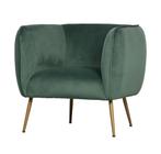 Fauteuil Woood Velvet groen, Huis en Inrichting, Fauteuils, Ophalen, Zo goed als nieuw, 75 tot 100 cm, 50 tot 75 cm