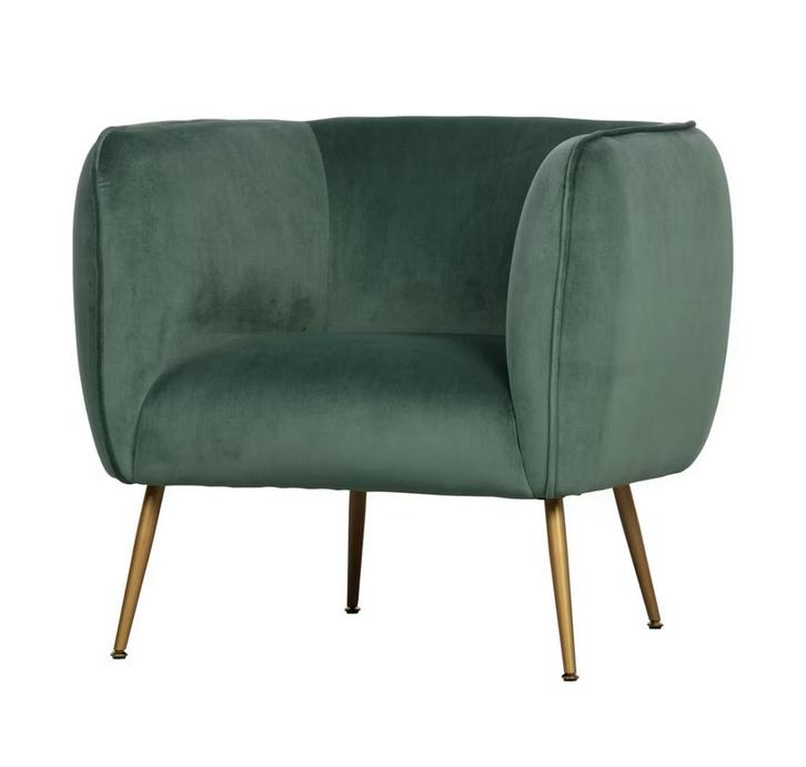 Fauteuil Woood Velvet groen, Huis en Inrichting, Fauteuils, Zo goed als nieuw, 50 tot 75 cm, 75 tot 100 cm, Ophalen