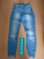 Lichtblauwe spijkerbroek denim & co 36/ ripped jeans, Blauw, W28 - W29 (confectie 36), Ophalen of Verzenden, Zo goed als nieuw