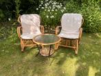 Vintage rotanset met tafeltje rotan fauteuil, Ophalen, Zo goed als nieuw, Rotan