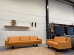 Gelderland 7850 Bank 3 zits crunch leer design fauteuil, Gebruikt, Driepersoons, Ophalen of Verzenden, Rechte bank