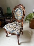 Barok stoel blauw oranje beige donker hout, Ophalen
