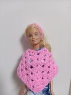 Barbie kleertjes poncho met haarband roze, Verzenden, Nieuw, Barbie