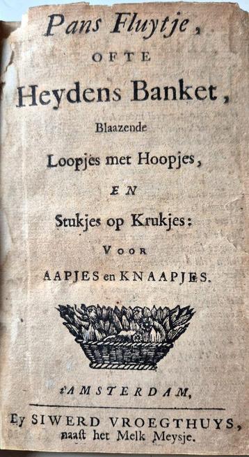 'Pans Fluytje'  1706, zeer zeldzaam liedboekje beschikbaar voor biedingen