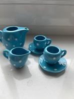 Kinderservies Aardewerk Blauw met Stippen, Ophalen of Verzenden, Gebruikt, Aardewerk, Kop(pen) en/of Schotel(s)