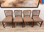 4 Vintage Eetkamerstoelen, Huis en Inrichting, Stoelen, Gebruikt, Bruin, Ophalen of Verzenden, Vier