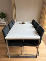 Kunststof Tafel met 6 stoelen, Ophalen, Kunststof, Gebruikt, 50 tot 100 cm