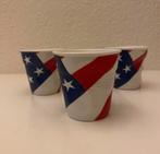 3 Revol France espresso kreukbekers - Amerikaanse vlag, Ophalen of Verzenden, Zo goed als nieuw, Overige stijlen, Kop(pen) en/of Schotel(s)