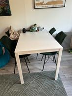Uitschuifbare eettafel met 4 stoelen, Ophalen, Kunststof, 50 tot 100 cm, Zo goed als nieuw