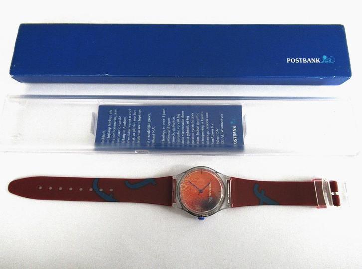Nieuw POSTBANK heren quartz horloge in verpakking doos., Antiek en Kunst, Curiosa en Brocante, Ophalen of Verzenden