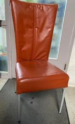 Eetkamerstoel - 6 stuks - bruin/oranje leer, Huis en Inrichting, Stoelen, Ophalen, Overige kleuren, Leer, Zo goed als nieuw