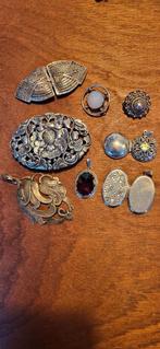 Lot 2e gehalte zilver hanger medaillon  sluiting en stenen., Ophalen of Verzenden, Zilver