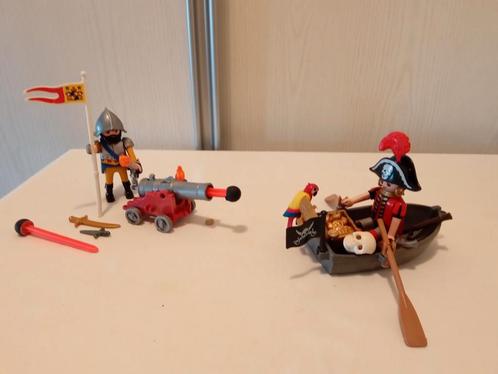 Playmobil 5894 piraat met bootje en soldaat met kanon compl, Kinderen en Baby's, Speelgoed | Playmobil, Zo goed als nieuw, Complete set