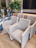 eetkamer stoelen echt leer, kleur taupe/beige, Huis en Inrichting, Stoelen, Ophalen, Zo goed als nieuw, Overige kleuren, Vier