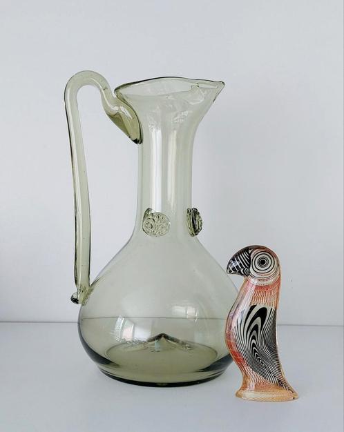 Vintage groen glazen karaf, Antiek en Kunst, Antiek | Glas en Kristal, Ophalen of Verzenden
