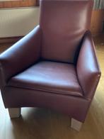 Leren fauteuil Label, Huis en Inrichting, Fauteuils, Ophalen, Gebruikt, Minder dan 75 cm, Hout