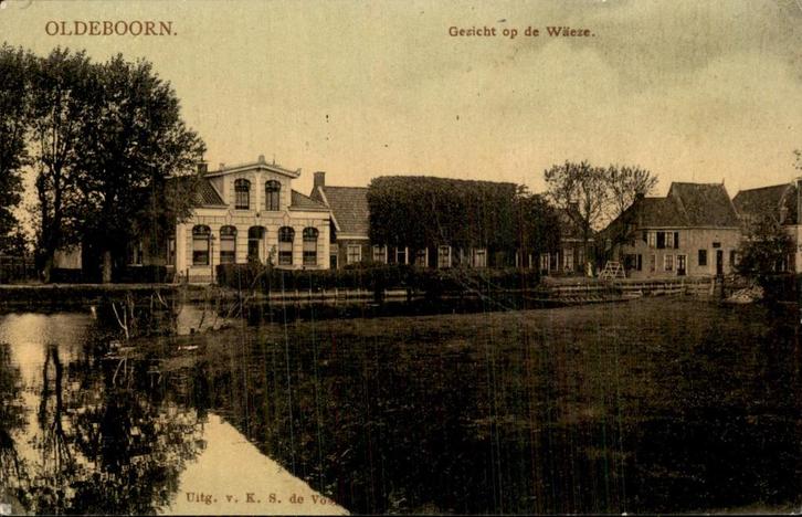 Oldeboorn - Gezicht op de Wäeze, Verzamelen, Ansichtkaarten | Nederland, Gelopen, Friesland, Voor 1920, Ophalen of Verzenden