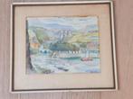 aquarel landschap kasteel brug ws Duitsland Wim Bolk ?, Antiek en Kunst, Ophalen