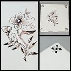 Mangaan tegel,  bloem, 13 x 13 cm., Ophalen of Verzenden