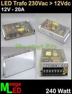 LED Trafo Voeding Adapter Driver - 230V > 12V - 20A = 240W, Ophalen of Verzenden, Nieuw, LEDtrafo