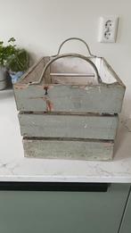 vintage oud groen houten kratje, decoratief kistje brocante, Minder dan 50 cm, Gebruikt, Minder dan 50 cm, Ophalen of Verzenden