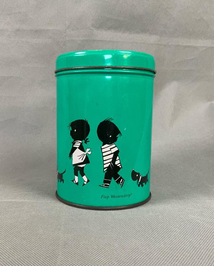 Jip en Janneke blik / koektrommel / voorraadbus, groen, Verzamelen, Blikken, Gebruikt, Koek(jes), Overige merken, Verzenden