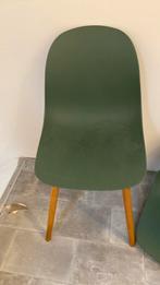 2 stoelen groen met beuken poten, Ophalen of Verzenden, Zo goed als nieuw, Overige kleuren