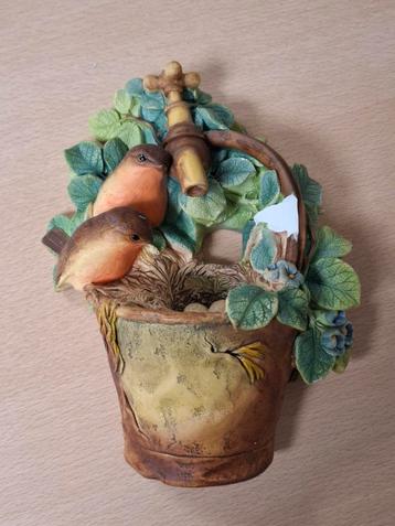 Vogel , roodborstjes vintage wandplaquette Bossons  beschikbaar voor biedingen