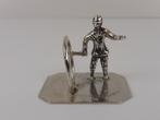 Zilveren miniatuur Kind met Hoepel                      Z206, Antiek en Kunst, Ophalen of Verzenden, Zilver