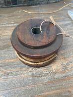 Oude houten spoel met touw, Antiek en Kunst, Curiosa en Brocante, Ophalen of Verzenden