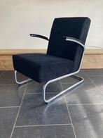 Gispen 405 fauteuil, chroom, zwarte ribstof, Huis en Inrichting, Fauteuils, Minder dan 75 cm, Ophalen of Verzenden, Zo goed als nieuw