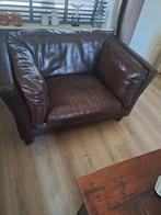 Lederen bank met love seat - donkerbruin, Huis en Inrichting, Ophalen, Gebruikt, Rechte bank, Tijdloos