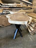 Unieke bartafels massief suarhout met zware spinvoet, Huis en Inrichting, Ophalen, Stoer, Info@mokana.nl, Mokana