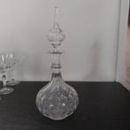 Antieke kristallen karaf en glazen, olijfslijpsel, Antiek en Kunst, Antiek | Glas en Kristal, Ophalen of Verzenden