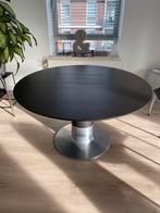 Arco Balance Eettafel - Zwart Hout, RVS Voet, Huis en Inrichting, Ophalen, 100 tot 150 cm, Rond, Zo goed als nieuw