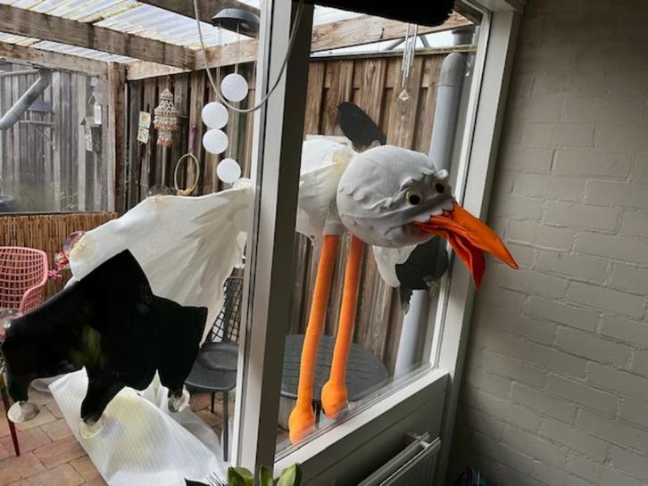 3D raam ooievaar met zuignapjes 3 dagen  7,50 1 week 10 euro, Kinderen en Baby's, Kraamcadeaus en Geboorteborden, Zo goed als nieuw