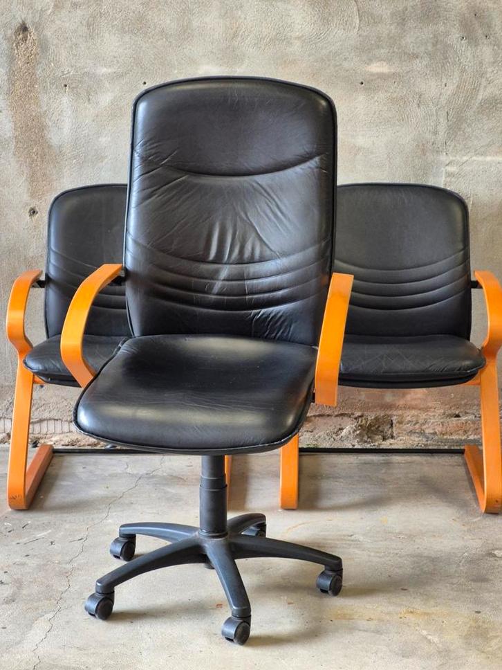 3 vintage senator stoelen vergaderstoel bureaustoel setprijs, Huis en Inrichting, Bureaustoelen, Gebruikt, Zwart, Ophalen