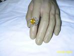Zilvere ring met Saffier maat 17, Sieraden, Tassen en Uiterlijk, Ringen, Geel, Nieuw, Ophalen of Verzenden, 17 tot 18