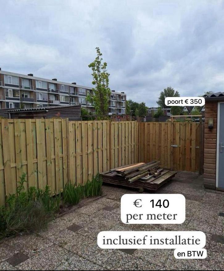 SCHUTTING met instantie, Tuin en Terras, Schuttingen, Hout, 1 tot 2 meter, 6 meter of meer, Verzenden