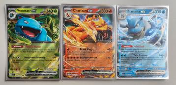 Venusaur ex, Charizard ex en Blastoise ex 151 Pokemon NM beschikbaar voor biedingen