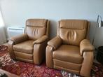 2 lederen fauteuils, Huis en Inrichting, Fauteuils, Ophalen, Gebruikt, 50 tot 75 cm, Leer