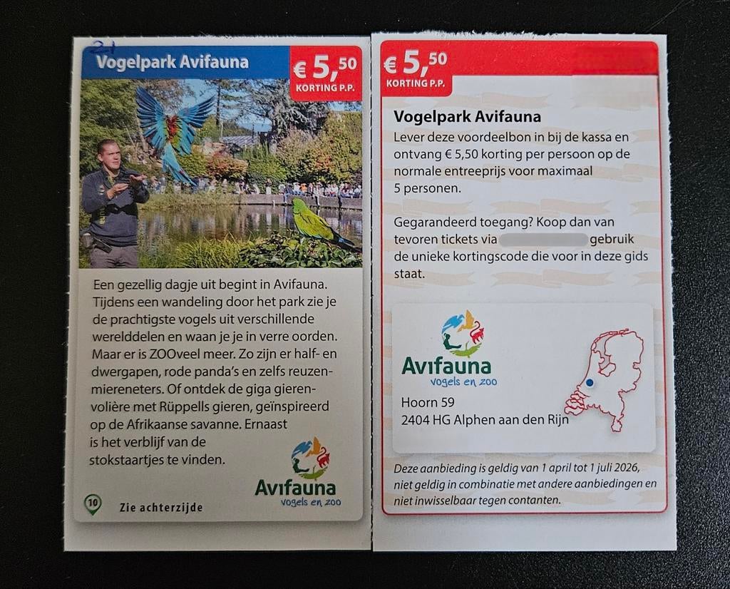 Vogelpark Avifauna, €5,50 korting p.p., Tickets en Kaartjes