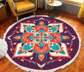 Vintage katoenen tapijt wasbaar rond kleed 100CM abstract beschikbaar voor biedingen