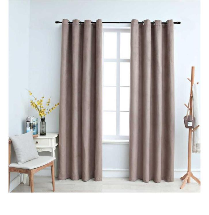Gordijn verduisterend met metalen ringen 2 st 140x245 cm, Huis en Inrichting, Stoffering | Gordijnen en Lamellen, Nieuw, 200 cm of meer