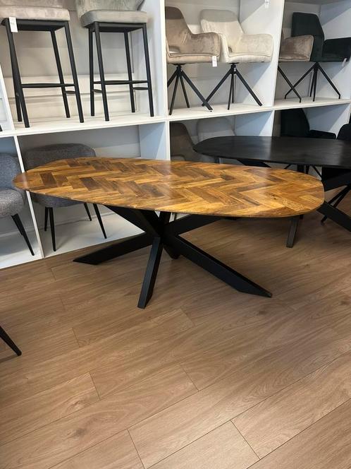 Eettafel Deens ovaal Naturel / black, Huis en Inrichting, Tafels | Eettafels, Nieuw, 200 cm of meer, Vijf personen of meer, Ovaal