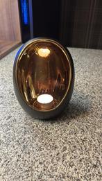 Waxinelichthouder - zwart - goud metallic - ovaal vorm Zgan, Overige materialen, Zwart, Ophalen of Verzenden, Zo goed als nieuw