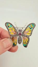 Prachtige grote zilveren vlinder broche. Inleg: glasemaille, Sieraden, Tassen en Uiterlijk, Broches, Ophalen of Verzenden, Nieuw