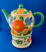 Superleuke theepot met theelicht en roomstel, serie Florida, Keramiek, Overige typen, Ophalen of Verzenden, Zo goed als nieuw