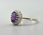 Gouden Vintage bi-color ring amethist en diamant. 2025/712., 18 tot 19, ., Paars, Nieuw